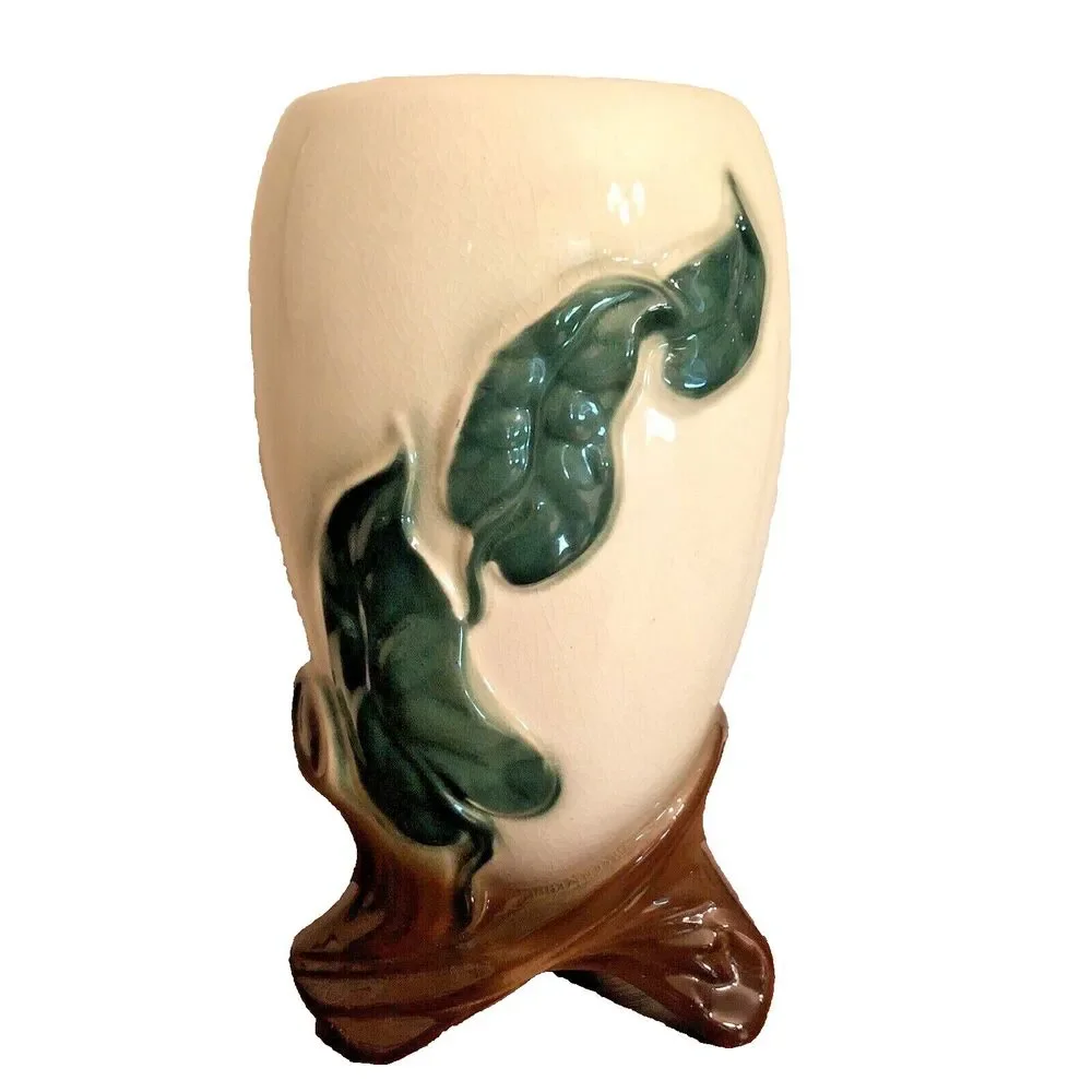 Vintage Royal Copley Tri-Footed Vase Philodendron Art Deco Planter 7.5